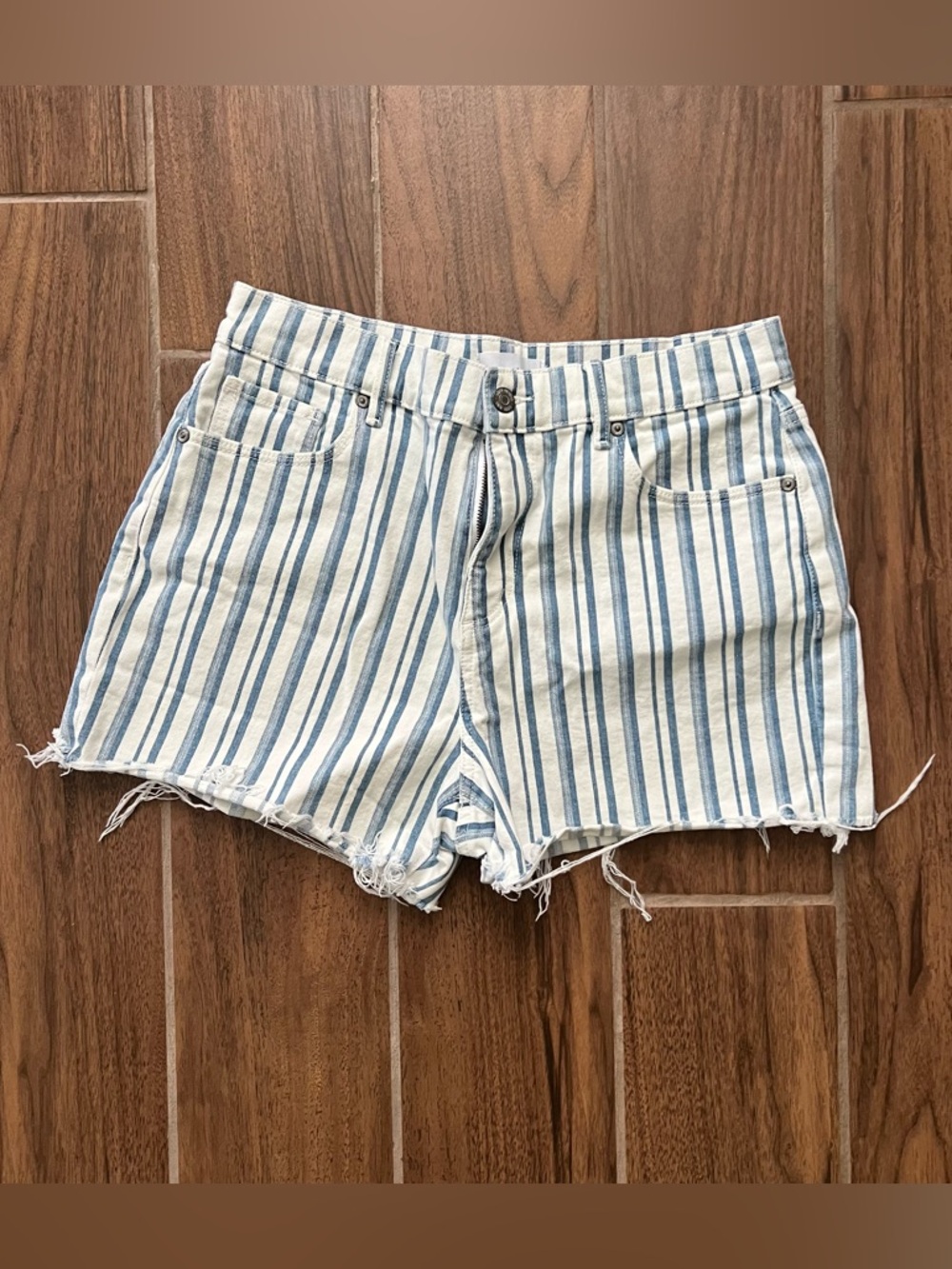 Blue and white stripe shorts size 8
